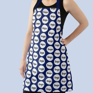 Simple Logo Pattern Promotional Navy Blue Apron