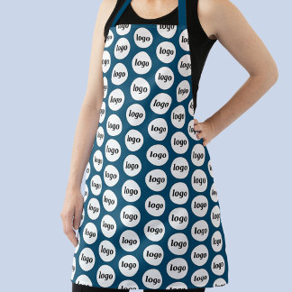 Simple Logo Pattern Promotional Teal Green Apron