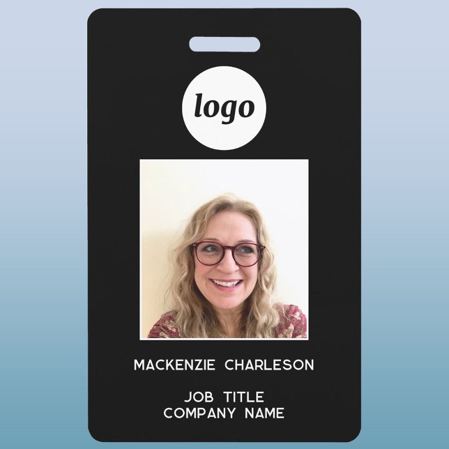 Simple Logo Photo ID Nametag ID Badge (Modern company employee photo ID name badge nametag)