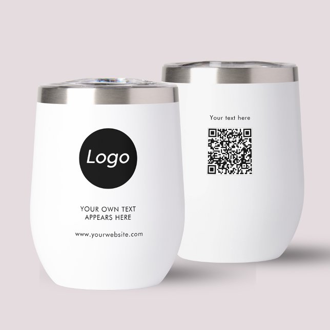 Simple Logo Professional Business QR code (Logo Wine Tumbler with QR code. Just add your own logo, website, text and edit the QR code!)