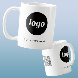 Simple Logo QR Code and Text Business Promotional Coffee Mug