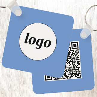 Simple Logo QR Code Blue Business Key Ring
