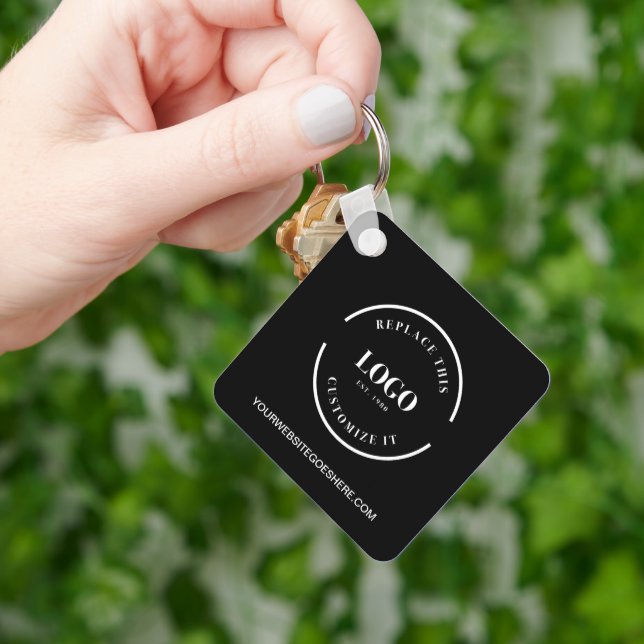 Simple logo QR code business black and white  Key Ring (Hand)