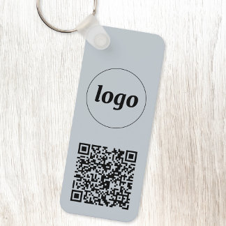 Simple Logo QR Code Business Blue Key Ring