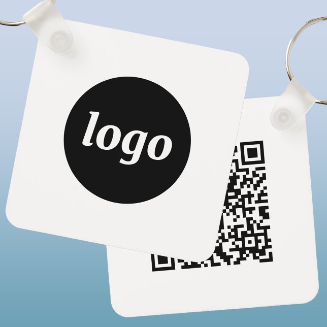Simple Logo QR Code Business Key Ring (Simple logo with QR code promotional business keyring keychain)