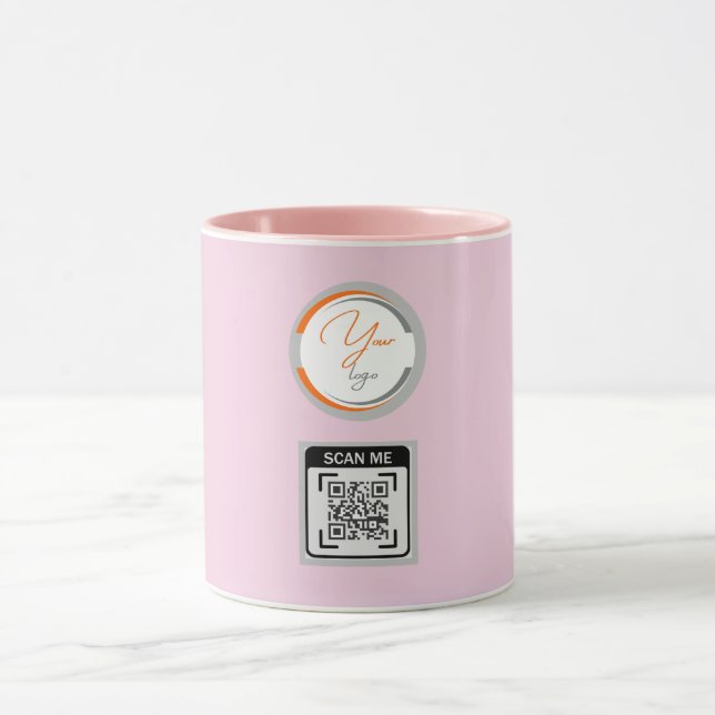 Simple Logo QR Code Business Pink Mug (Center)