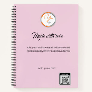 Simple Logo QR Code Business Pink Notebook