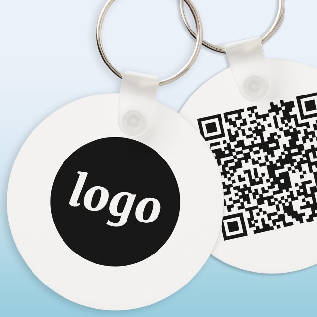 Simple Logo QR Code Business Promotional Key Ring (Logo and QR code business promotional keychain keyring)