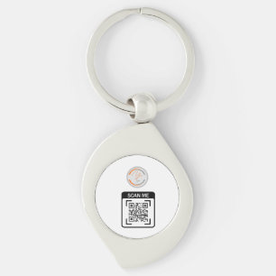 Simple Logo QR Code Business White Key Ring