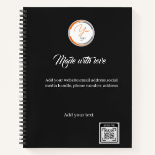 Simple Logo QR Code Business white Notebook