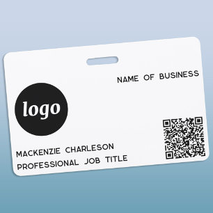 Simple Logo QR Code Professional Business Name ID Badge