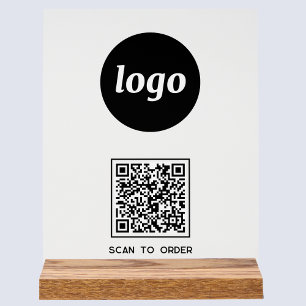 Simple Logo QR code Scan to Order Business Acrylic Sign