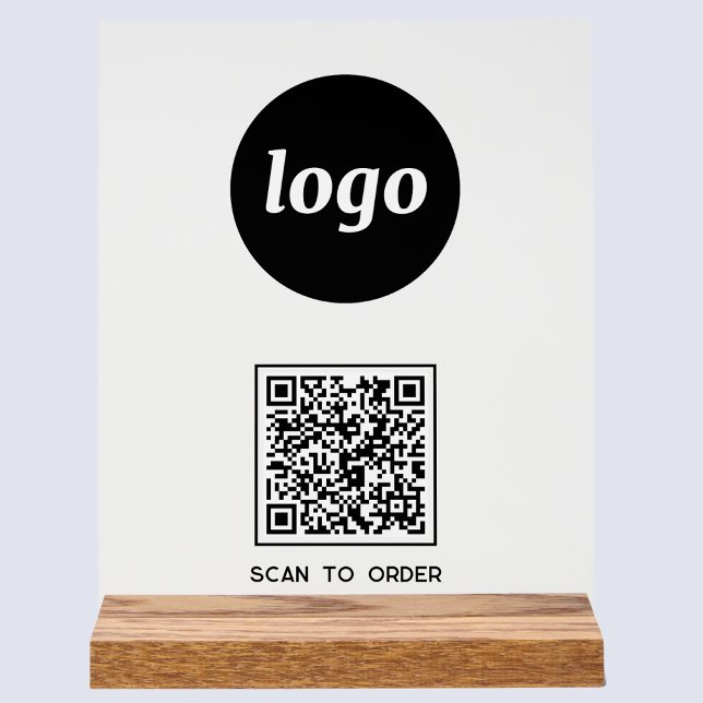 Simple Logo QR code Scan to Order Business Acrylic Sign (Logo QR code Scan to Order acrylic sign for cafe bar restaurant shop store market show stall busines)