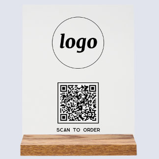 Simple Logo QR code Scan to Order Business Acrylic Sign