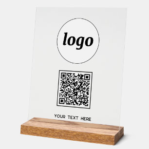Simple Logo QR Code Text Business Acrylic Sign