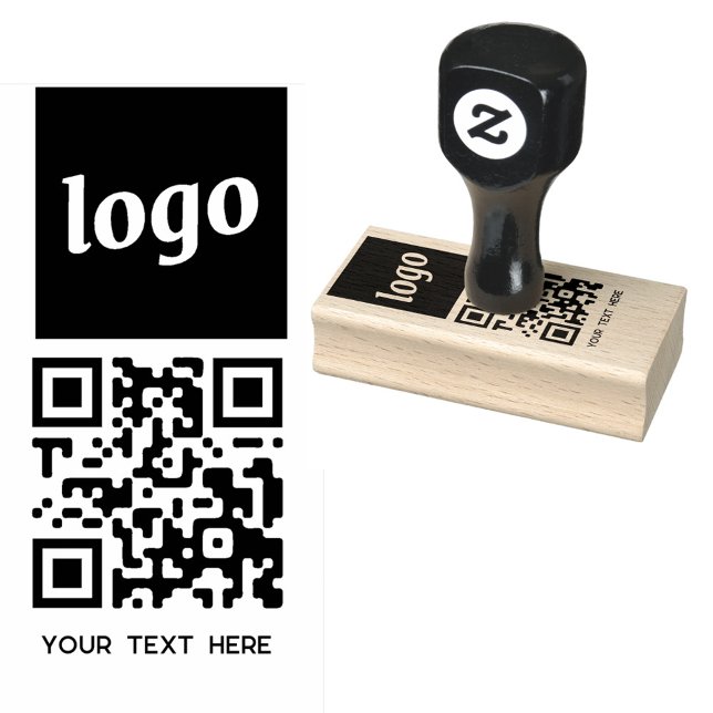 Simple Logo QR Code Text Rubber Stamp (Logo with QR code and custom text promotional business rubber stamp)