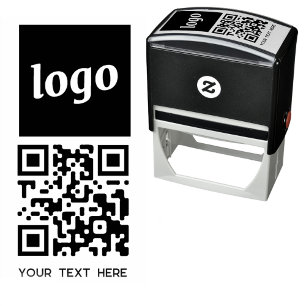 Simple Logo QR Code Text Self-inking Stamp
