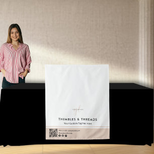 Simple Logo QR Vendor Event Display Table Runner Tapestry