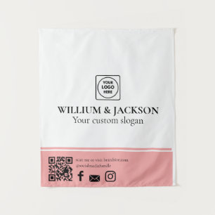 Simple Logo QR Vendor Event Promotional Display Tapestry