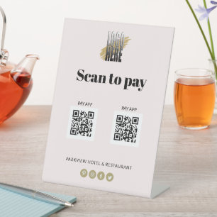 Simple Logo Scan to Pay Apps 2 QR Codes blush Pedestal Sign