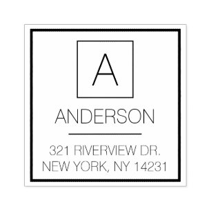 Simple Logo Simple Monogram Name Return Address Rubber Stamp