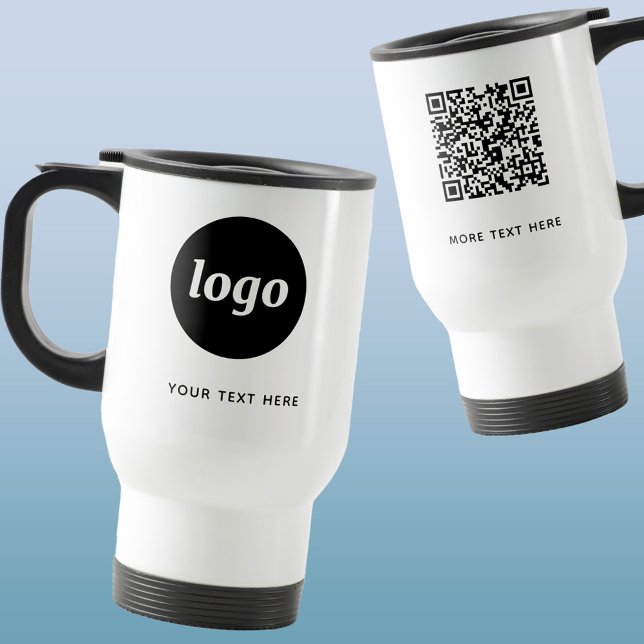Simple Logo Text and QR Code Business Promotional Travel Mug (Logo QR code custom text business promotional travel mug)