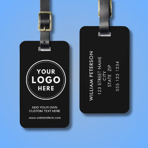 Simple Logo Text Black Luggage Tag