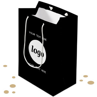 Simple Logo Text Business Branding Black Medium Gift Bag