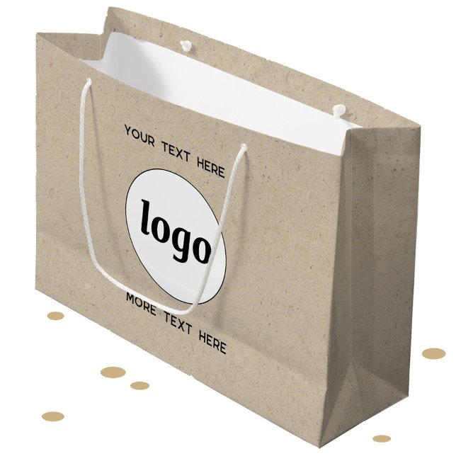 Simple Logo Text Business Branding Brown Paper Large Gift Bag (Simple logo and custom text promotional business branding gift or product bag)
