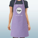 Simple Logo Text Business Branding Pastel Lilac Apron<br><div class="desc">Add your own logo and choice of text to this pastel lilac purple design.  Remove the top or lower text if you prefer.  Minimalist and professional.  Great for staff and employee uniforms,  or as a promotional product for your clients and customers.</div>