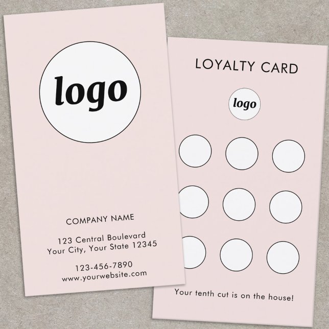 Simple Logo Text Business Customer Loyalty Card (Simple logo with custom text business branding promotional customer loyalty card)