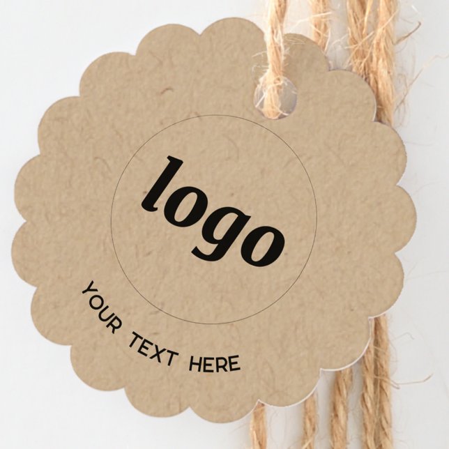 Simple Logo Text Business Kraft Price Tag (Simple logo with custom text business branding promotional Kraft product or price tag)