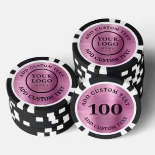 Simple Logo & Text Business Pink Casino Fundraiser Poker Chips