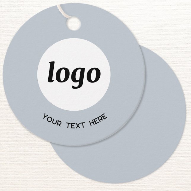 Simple Logo Text Business Powder Blue Price Tag (Logo and custom text professional business promotional price or product tag)