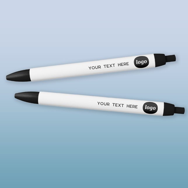 Simple Logo Text Business Promotional Black Ink Pen (Logo and text custom business promotional pens)