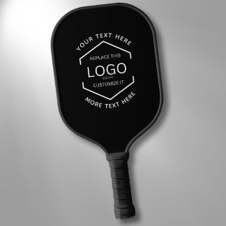 Simple Logo Text Business Promotional Black Pickleball Paddle