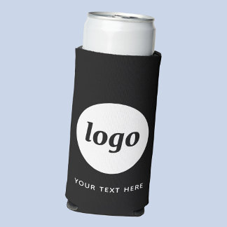 Simple Logo Text Business Promotional Black Seltzer Can Cooler