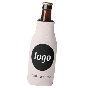 Simple Logo Text Business Promotional Blush Pink Bottle Cooler