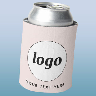 Simple Logo Text Business Promotional Blush Pink Can Cooler