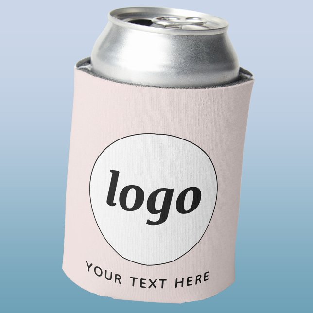 Simple Logo Text Business Promotional Blush Pink Can Cooler (Simple logo with text business branding promotional can cooler in blush pink)