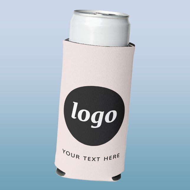 Simple Logo Text Business Promotional Blush Pink Seltzer Can Cooler (Simple logo with custom text business branding promotional seltzer can cooler in blush pink)
