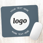 Simple Logo Text Business Promotional Charcoal Mouse Mat<br><div class="desc">Simple logo and custom text for your business. Replace the logo and text with your own to customize, and remove any of the text if you prefer. Minimalist and professional to reflect your brand.</div>