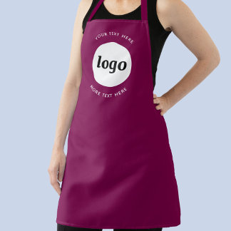 Simple Logo Text Business Promotional Dark Pink Apron