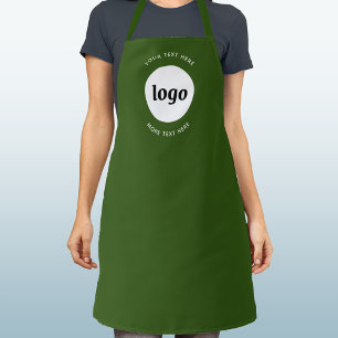Simple Logo Text Business Promotional Forest Green Apron