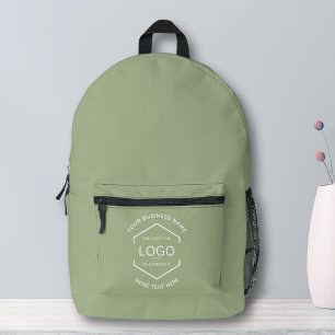 Simple Logo Text Business Promotional Green Printed Backpack