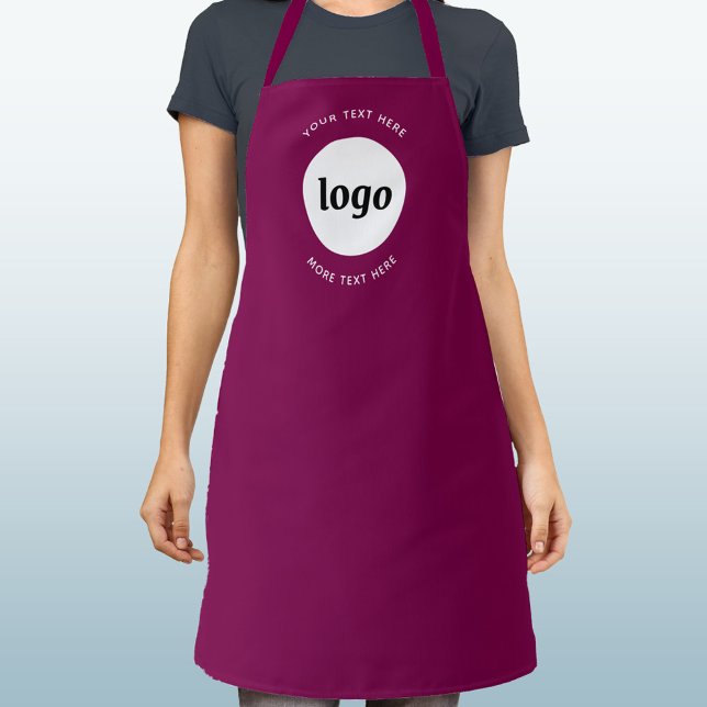 Simple Logo Text Business Promotional Magenta Pink Apron (Simple logo with custom text business branding promotional apron)