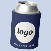 Simple Logo Text Business Promotional Navy Blue Can Cooler