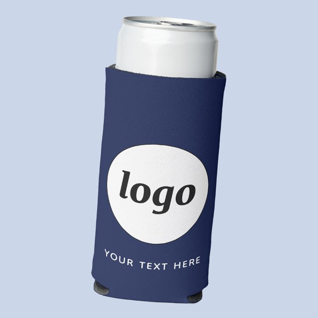 Simple Logo Text Business Promotional Navy Blue Seltzer Can Cooler (Simple logo with custom text business branding promotional seltzer can cooler in navy blue)