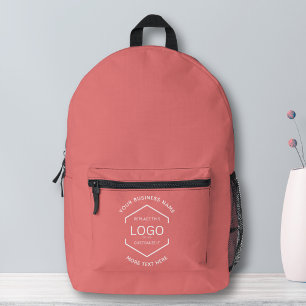 Simple Logo Text Business Promotional Pink Printed Backpack