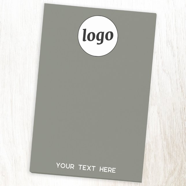 Simple Logo Text Business Promotional Sage Green Post-it Notes (Logo with custom text business promotional Post-It sticky notes)